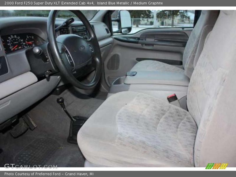 Island Blue Metallic / Medium Graphite 2000 Ford F250 Super Duty XLT Extended Cab 4x4