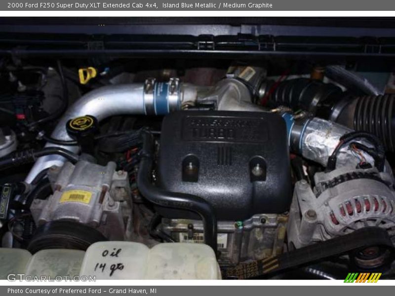 Island Blue Metallic / Medium Graphite 2000 Ford F250 Super Duty XLT Extended Cab 4x4