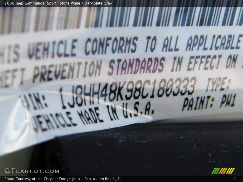 Stone White / Dark Slate Gray 2008 Jeep Commander Sport