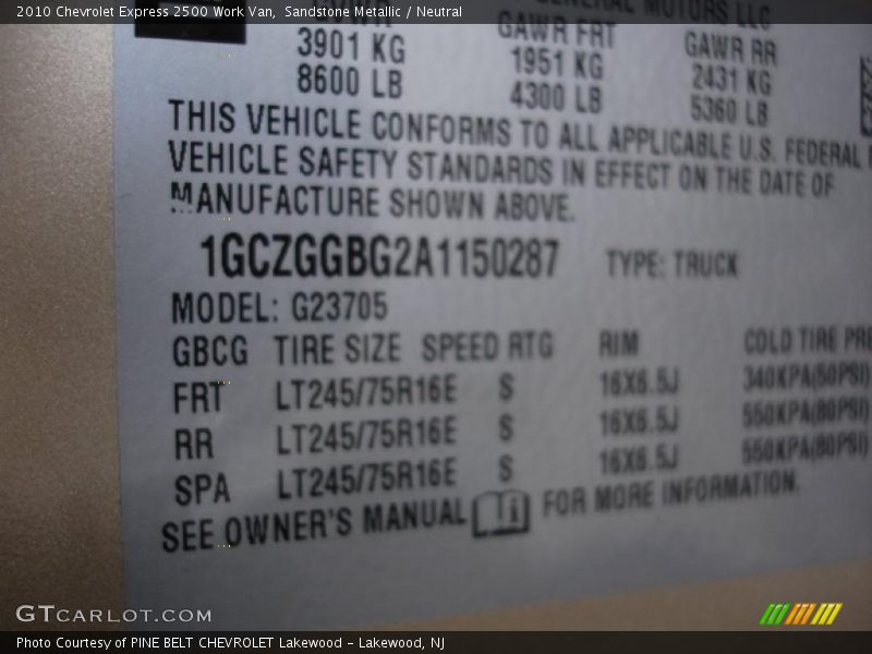 Sandstone Metallic / Neutral 2010 Chevrolet Express 2500 Work Van