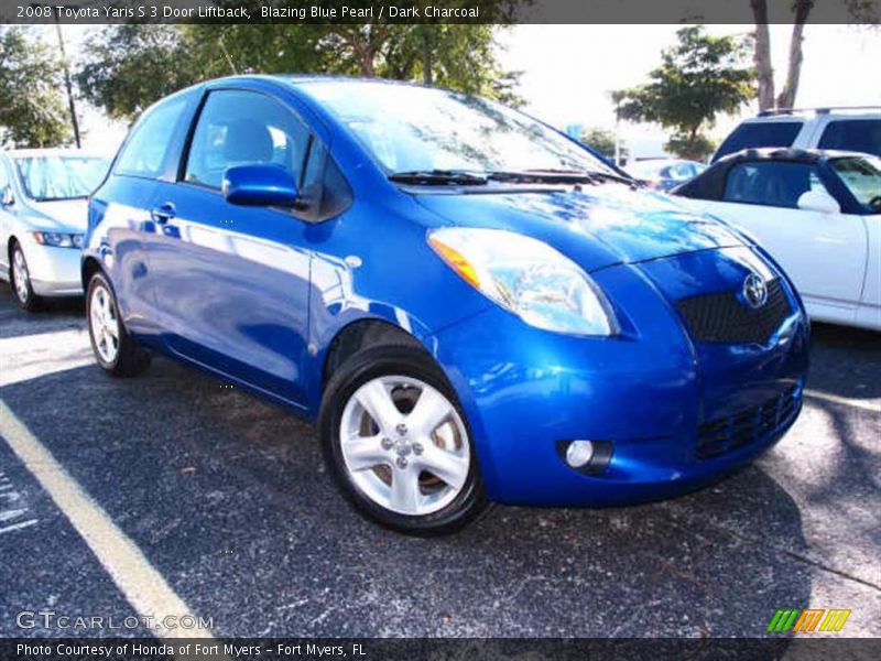 Blazing Blue Pearl / Dark Charcoal 2008 Toyota Yaris S 3 Door Liftback