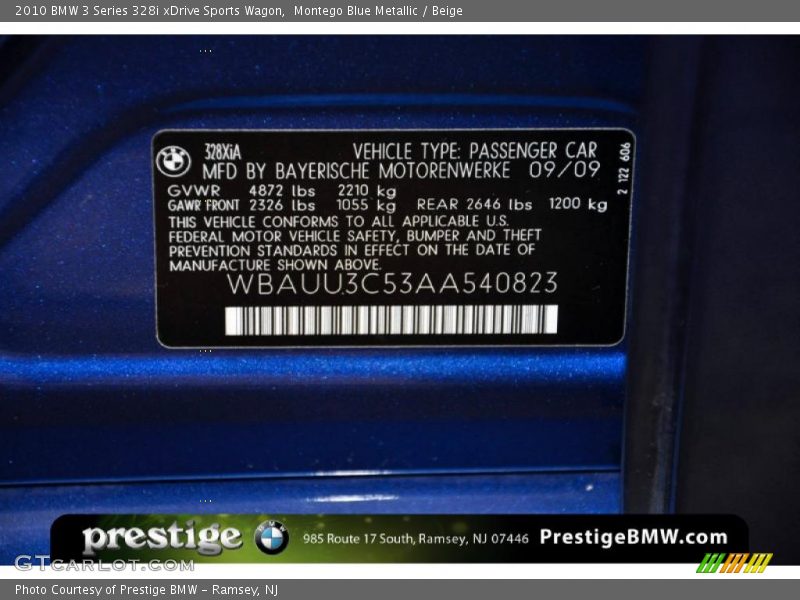 Montego Blue Metallic / Beige 2010 BMW 3 Series 328i xDrive Sports Wagon