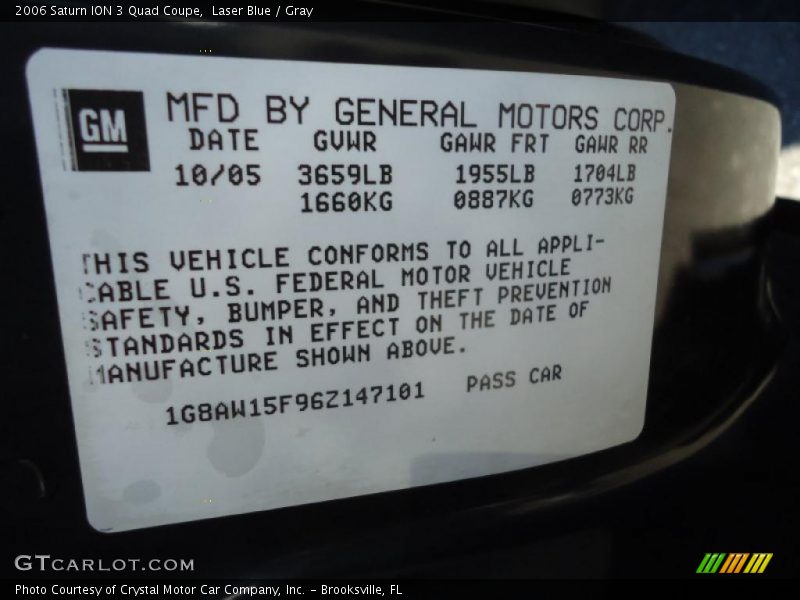 Laser Blue / Gray 2006 Saturn ION 3 Quad Coupe