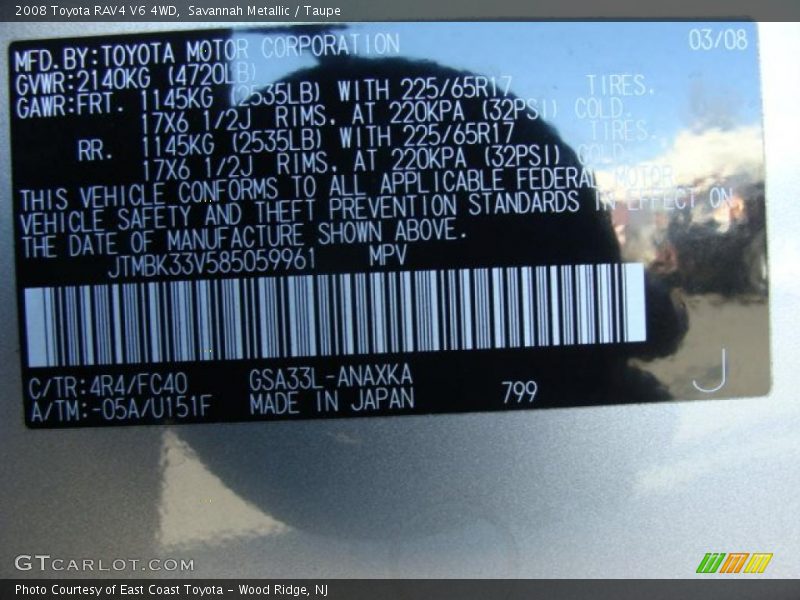 Savannah Metallic / Taupe 2008 Toyota RAV4 V6 4WD