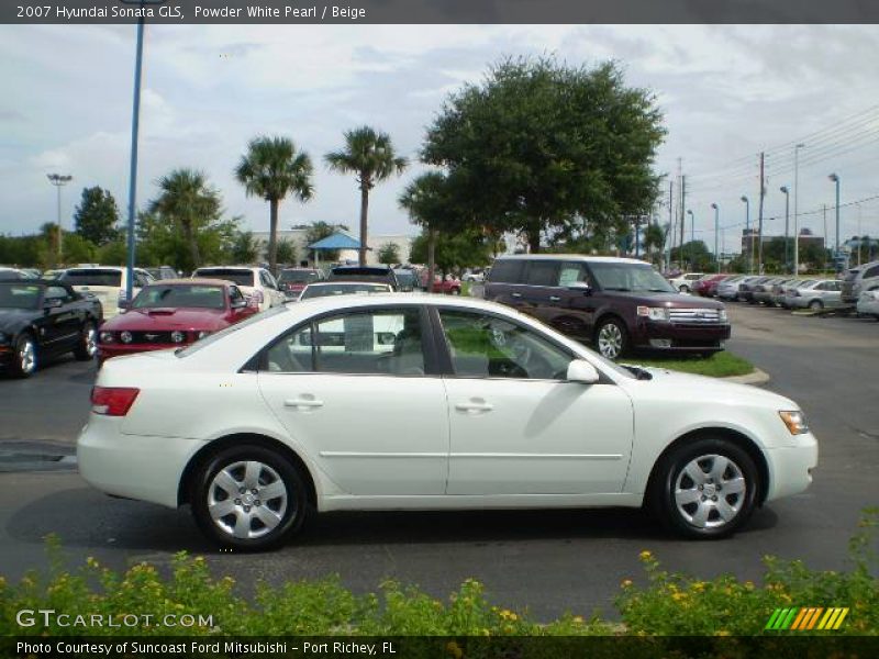 Powder White Pearl / Beige 2007 Hyundai Sonata GLS