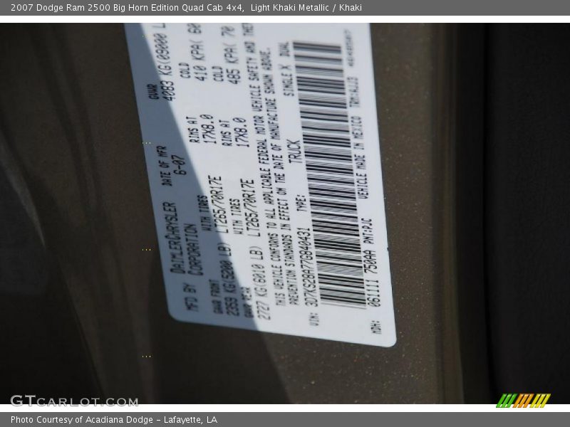 Light Khaki Metallic / Khaki 2007 Dodge Ram 2500 Big Horn Edition Quad Cab 4x4