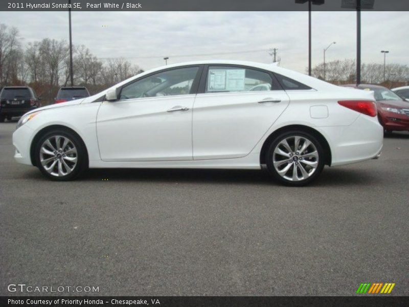 Pearl White / Black 2011 Hyundai Sonata SE