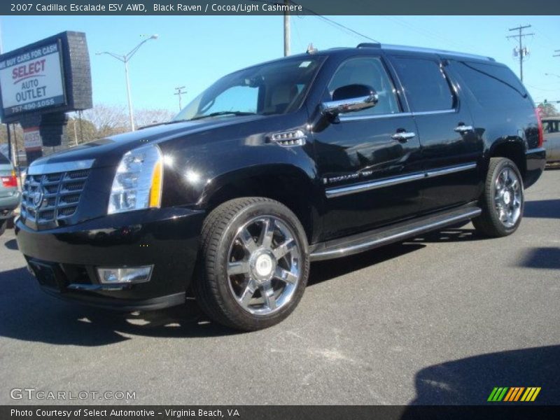 Black Raven / Cocoa/Light Cashmere 2007 Cadillac Escalade ESV AWD