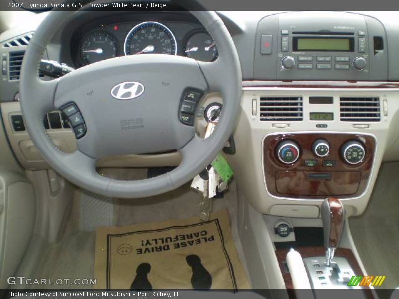 Powder White Pearl / Beige 2007 Hyundai Sonata GLS