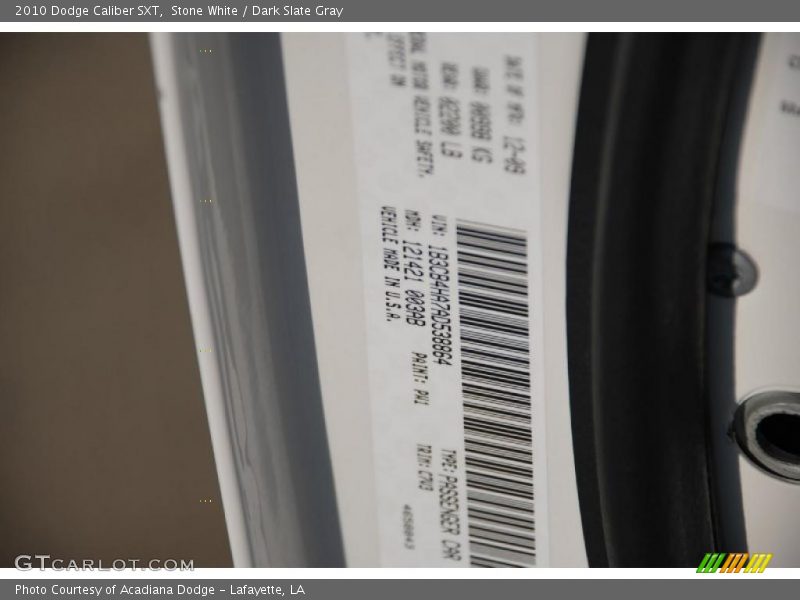 Stone White / Dark Slate Gray 2010 Dodge Caliber SXT