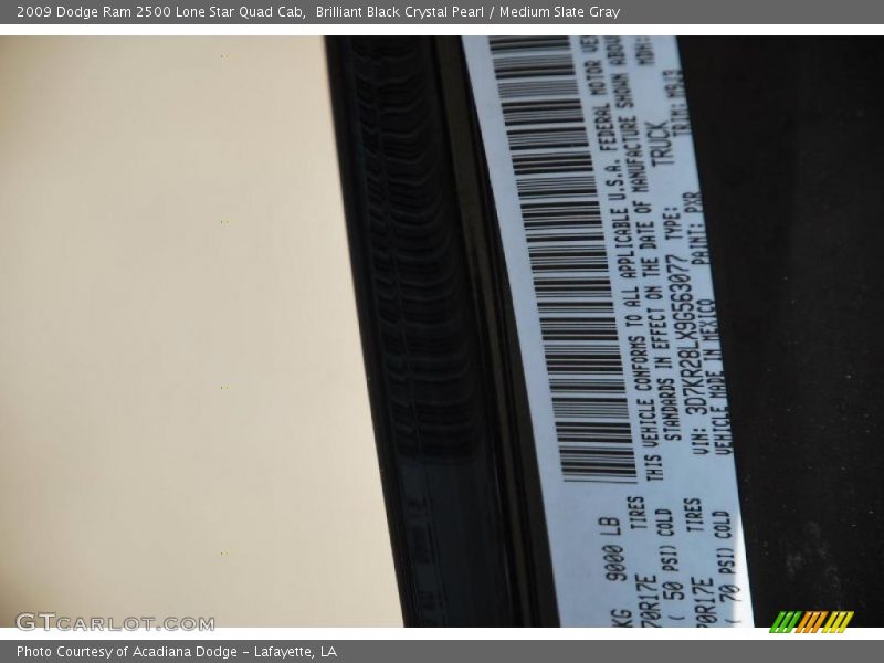 Brilliant Black Crystal Pearl / Medium Slate Gray 2009 Dodge Ram 2500 Lone Star Quad Cab