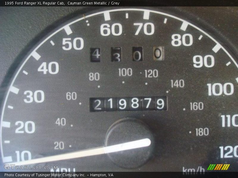 Cayman Green Metallic / Grey 1995 Ford Ranger XL Regular Cab