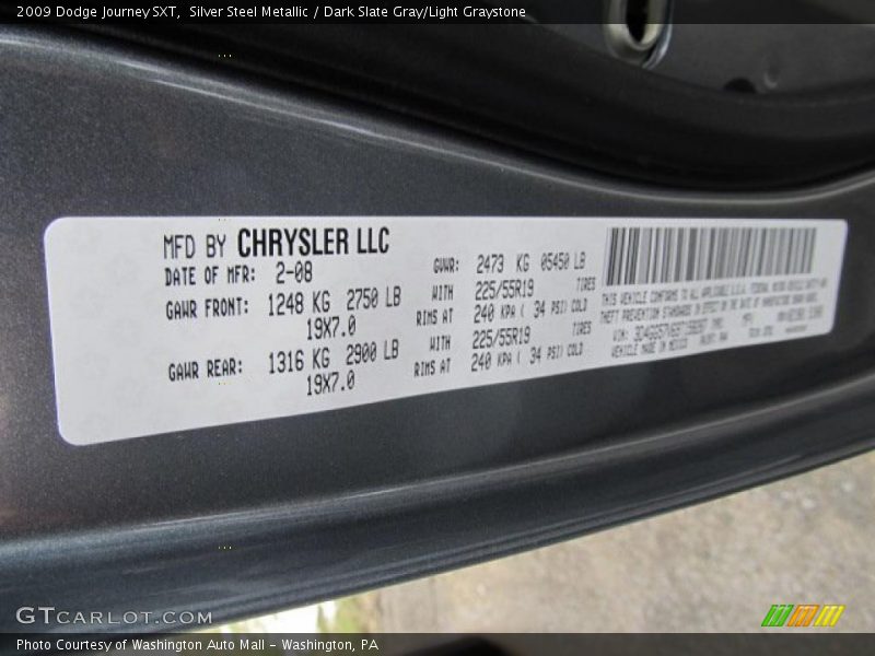 Silver Steel Metallic / Dark Slate Gray/Light Graystone 2009 Dodge Journey SXT