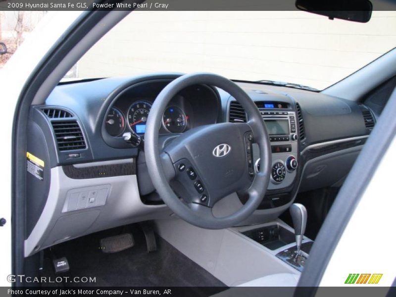 Powder White Pearl / Gray 2009 Hyundai Santa Fe GLS