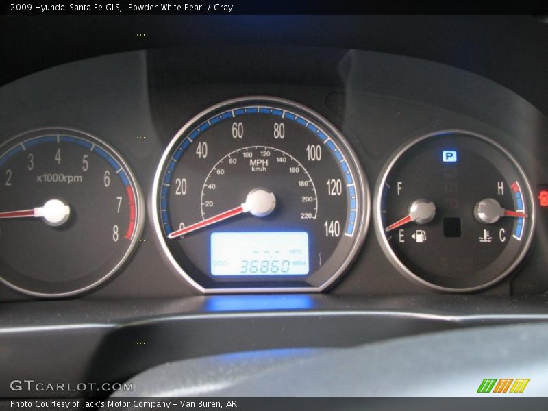 Powder White Pearl / Gray 2009 Hyundai Santa Fe GLS