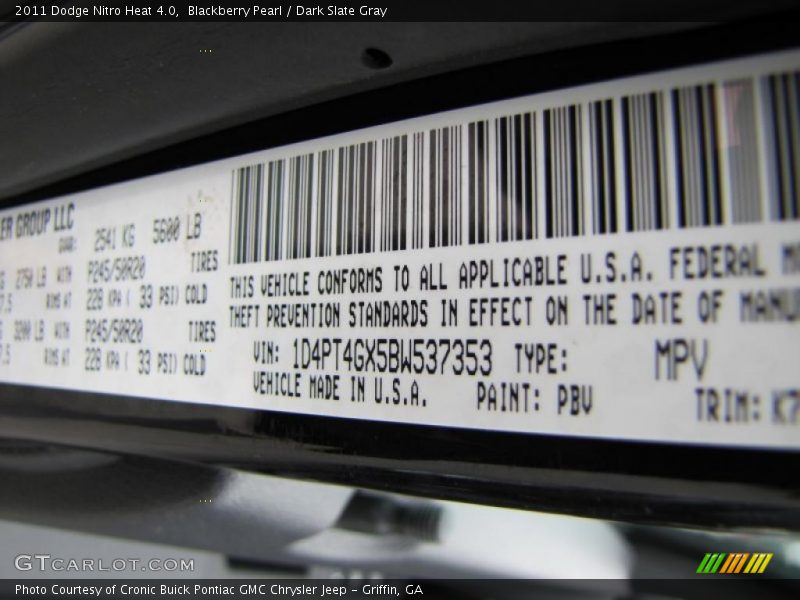 Blackberry Pearl / Dark Slate Gray 2011 Dodge Nitro Heat 4.0