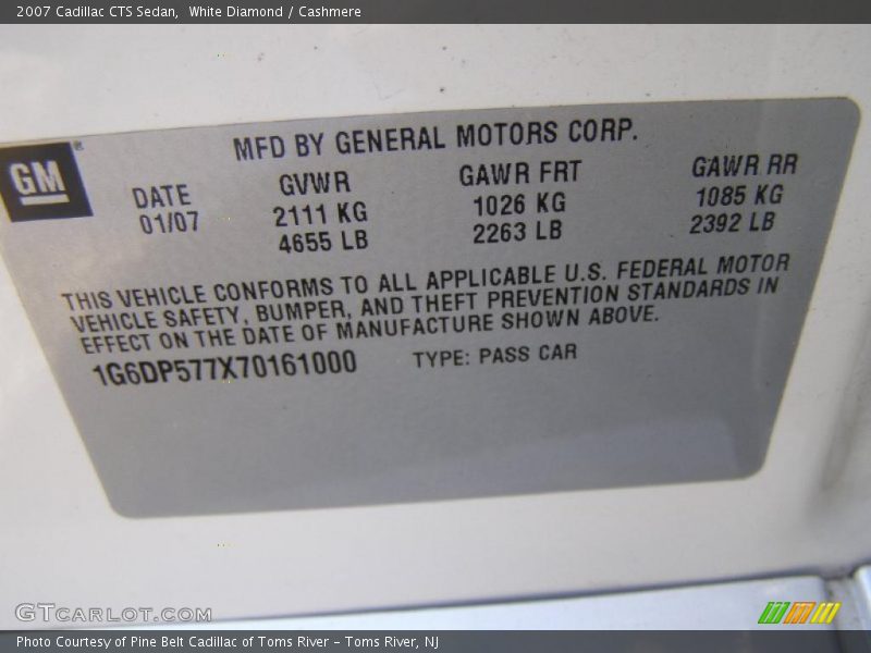White Diamond / Cashmere 2007 Cadillac CTS Sedan
