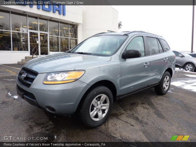 Platinum Sage / Gray 2009 Hyundai Santa Fe GLS 4WD