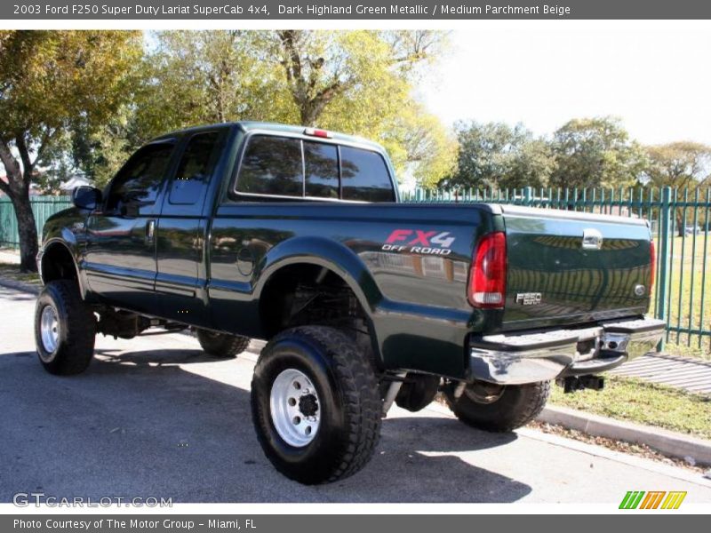 Dark Highland Green Metallic / Medium Parchment Beige 2003 Ford F250 Super Duty Lariat SuperCab 4x4