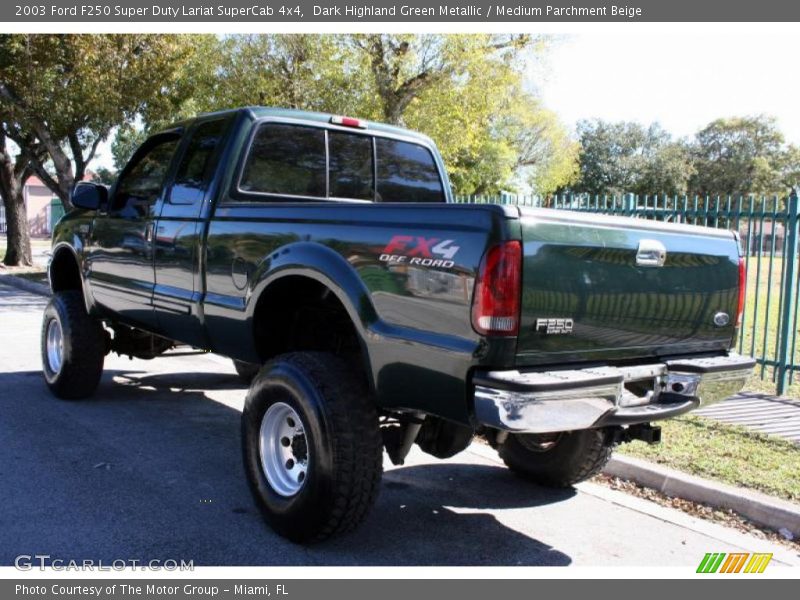 Dark Highland Green Metallic / Medium Parchment Beige 2003 Ford F250 Super Duty Lariat SuperCab 4x4