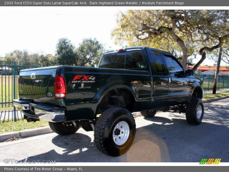 Dark Highland Green Metallic / Medium Parchment Beige 2003 Ford F250 Super Duty Lariat SuperCab 4x4