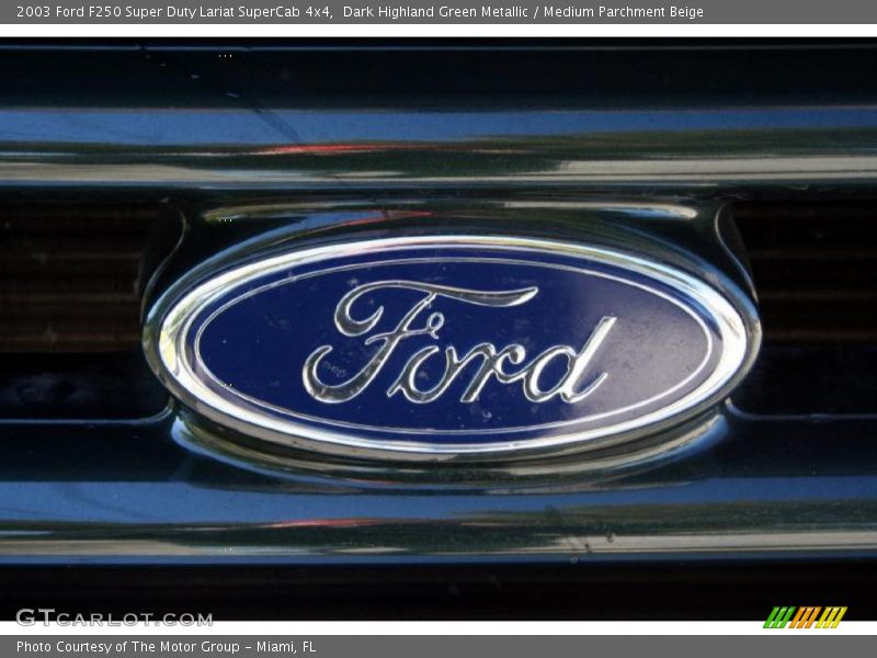 Dark Highland Green Metallic / Medium Parchment Beige 2003 Ford F250 Super Duty Lariat SuperCab 4x4