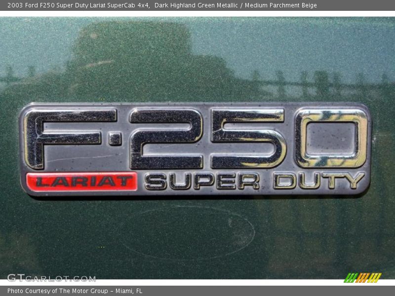 Dark Highland Green Metallic / Medium Parchment Beige 2003 Ford F250 Super Duty Lariat SuperCab 4x4