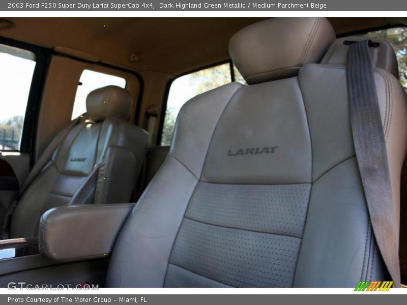 Dark Highland Green Metallic / Medium Parchment Beige 2003 Ford F250 Super Duty Lariat SuperCab 4x4