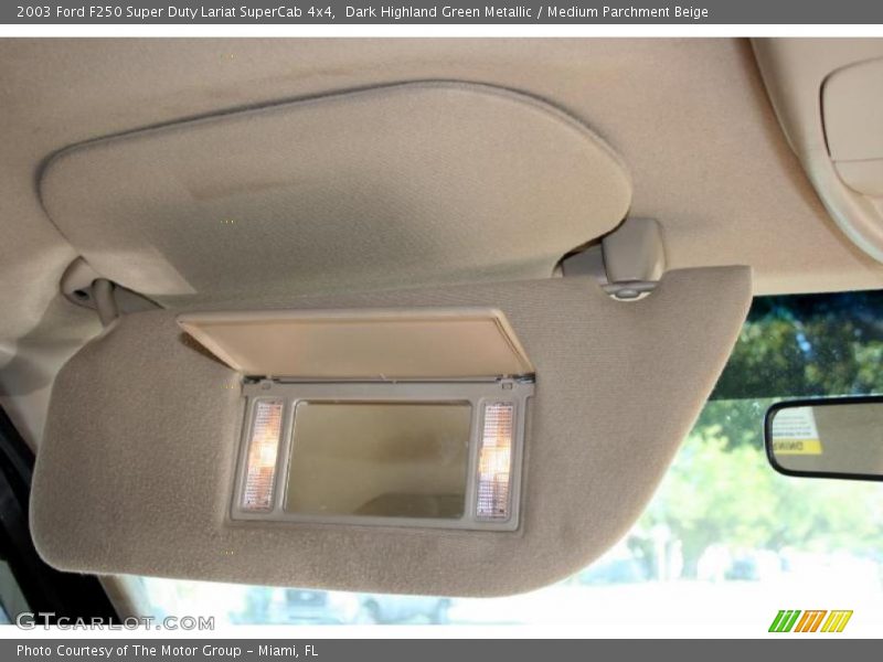 Dark Highland Green Metallic / Medium Parchment Beige 2003 Ford F250 Super Duty Lariat SuperCab 4x4