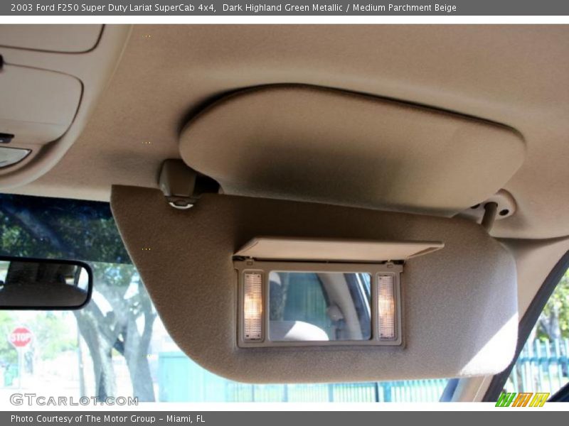 Dark Highland Green Metallic / Medium Parchment Beige 2003 Ford F250 Super Duty Lariat SuperCab 4x4