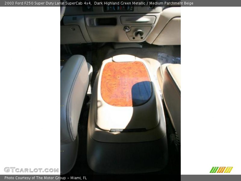 Dark Highland Green Metallic / Medium Parchment Beige 2003 Ford F250 Super Duty Lariat SuperCab 4x4