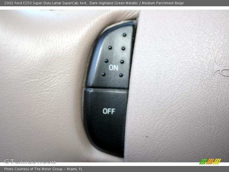 Dark Highland Green Metallic / Medium Parchment Beige 2003 Ford F250 Super Duty Lariat SuperCab 4x4