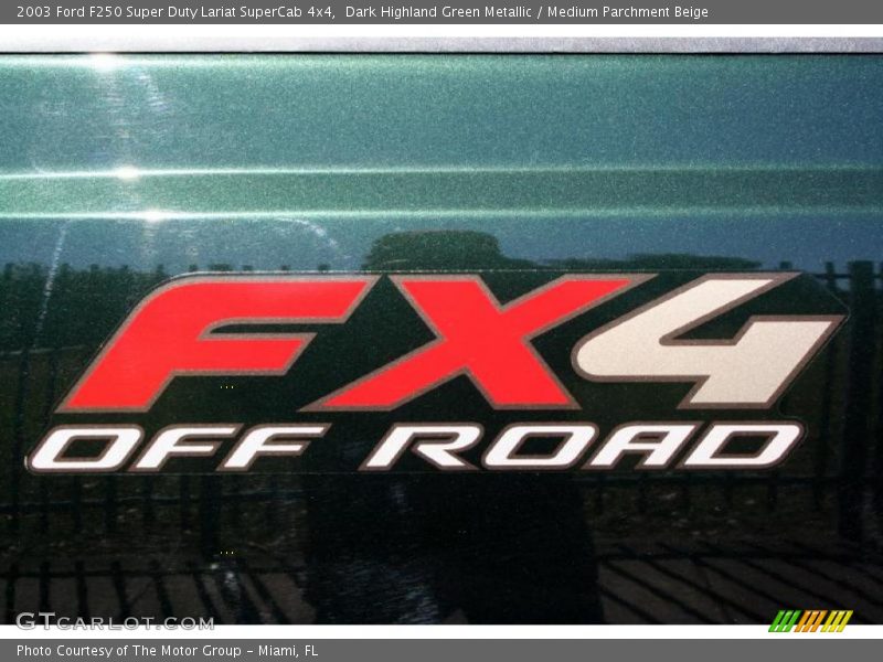 Dark Highland Green Metallic / Medium Parchment Beige 2003 Ford F250 Super Duty Lariat SuperCab 4x4