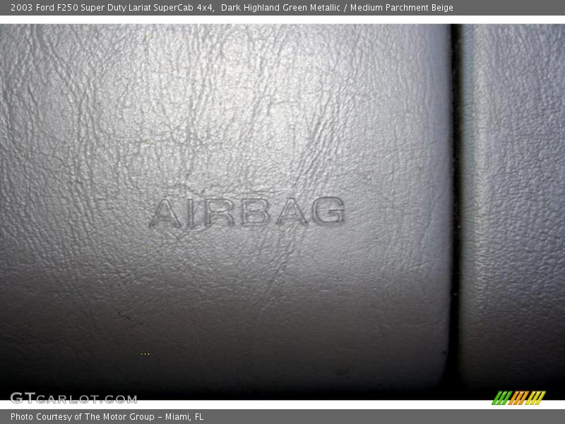 Dark Highland Green Metallic / Medium Parchment Beige 2003 Ford F250 Super Duty Lariat SuperCab 4x4
