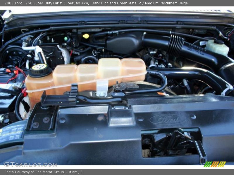 Dark Highland Green Metallic / Medium Parchment Beige 2003 Ford F250 Super Duty Lariat SuperCab 4x4