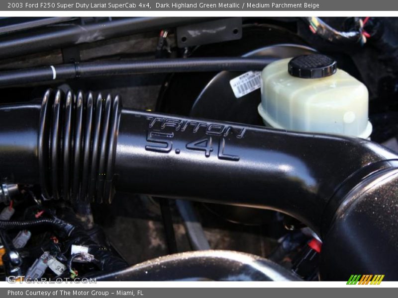 Dark Highland Green Metallic / Medium Parchment Beige 2003 Ford F250 Super Duty Lariat SuperCab 4x4