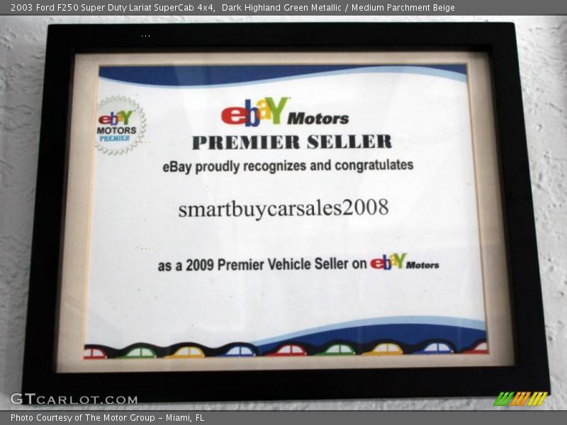 Dark Highland Green Metallic / Medium Parchment Beige 2003 Ford F250 Super Duty Lariat SuperCab 4x4