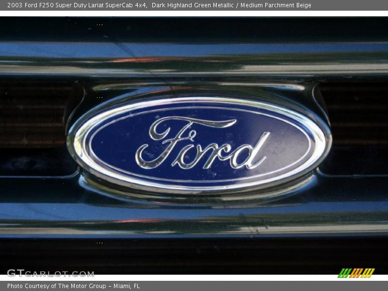 Dark Highland Green Metallic / Medium Parchment Beige 2003 Ford F250 Super Duty Lariat SuperCab 4x4