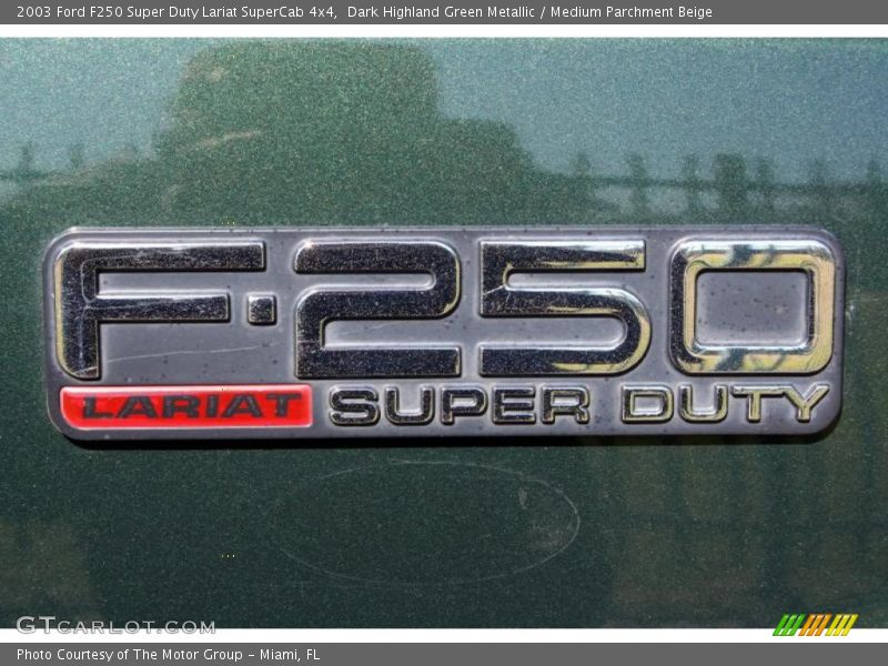 Dark Highland Green Metallic / Medium Parchment Beige 2003 Ford F250 Super Duty Lariat SuperCab 4x4