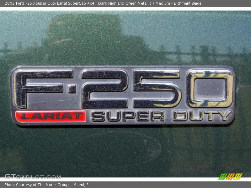 Dark Highland Green Metallic / Medium Parchment Beige 2003 Ford F250 Super Duty Lariat SuperCab 4x4