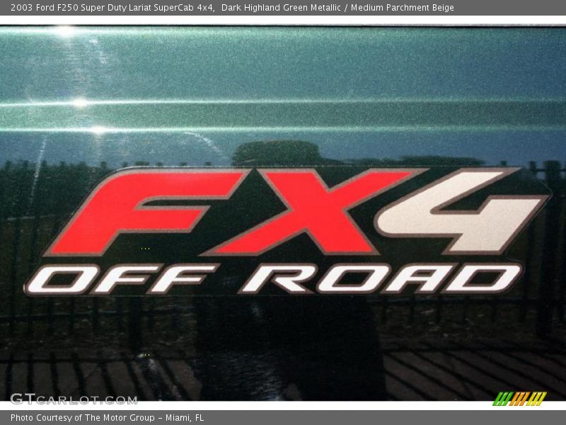 Dark Highland Green Metallic / Medium Parchment Beige 2003 Ford F250 Super Duty Lariat SuperCab 4x4