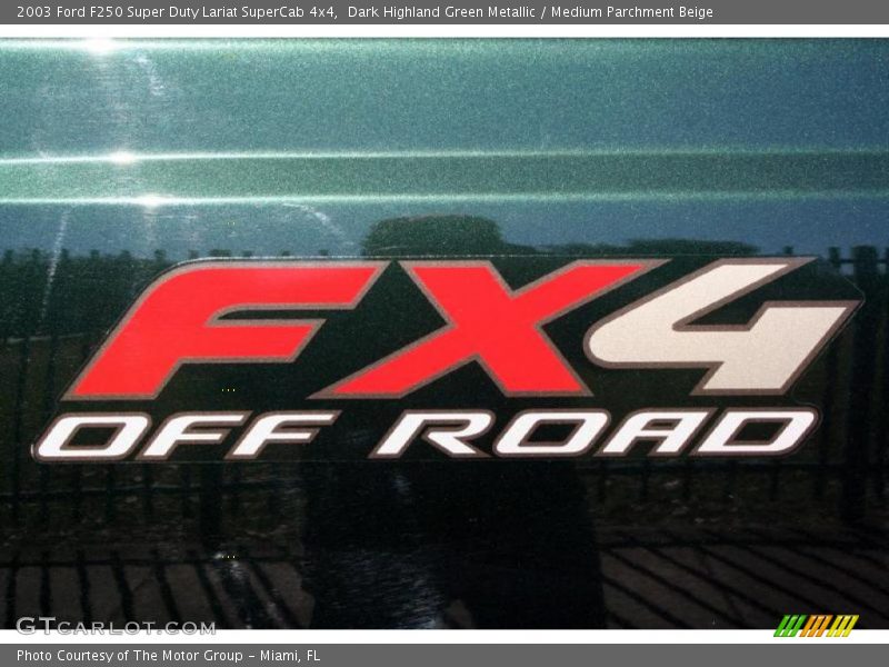 Dark Highland Green Metallic / Medium Parchment Beige 2003 Ford F250 Super Duty Lariat SuperCab 4x4