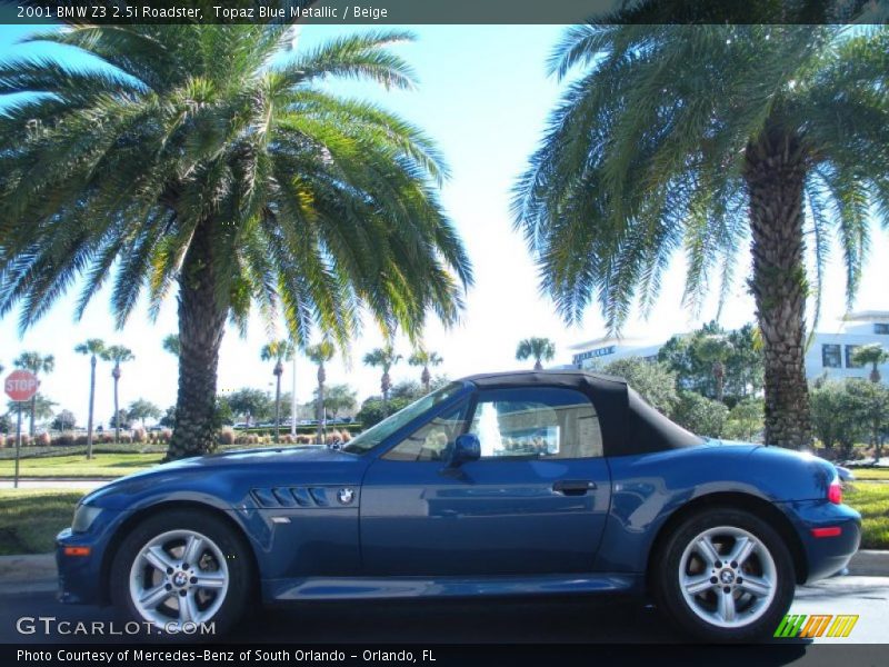 Topaz Blue Metallic / Beige 2001 BMW Z3 2.5i Roadster