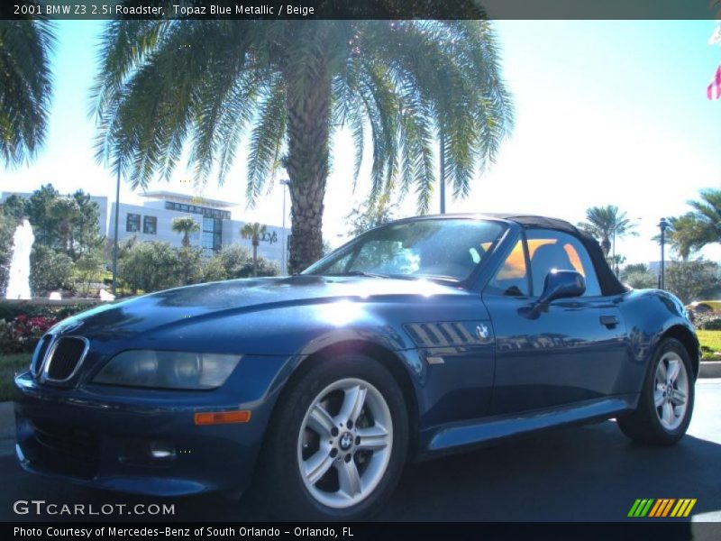 Topaz Blue Metallic / Beige 2001 BMW Z3 2.5i Roadster