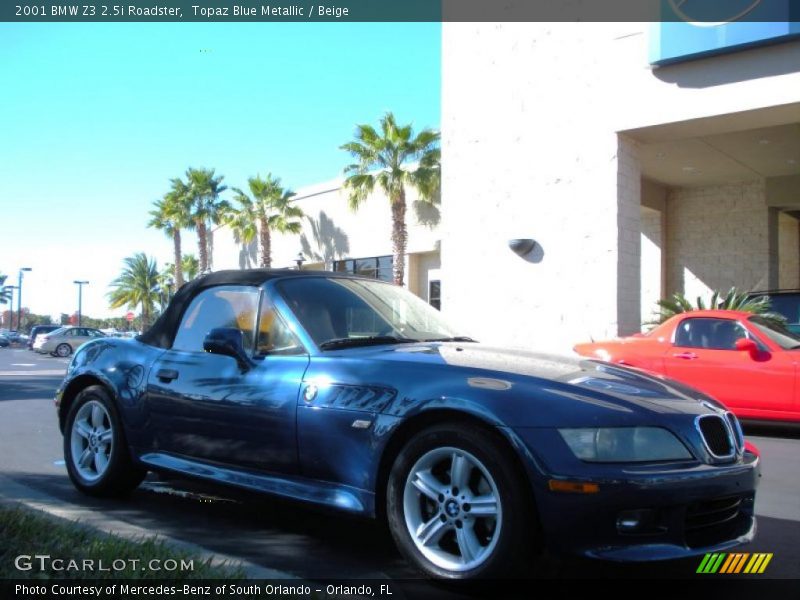 Topaz Blue Metallic / Beige 2001 BMW Z3 2.5i Roadster