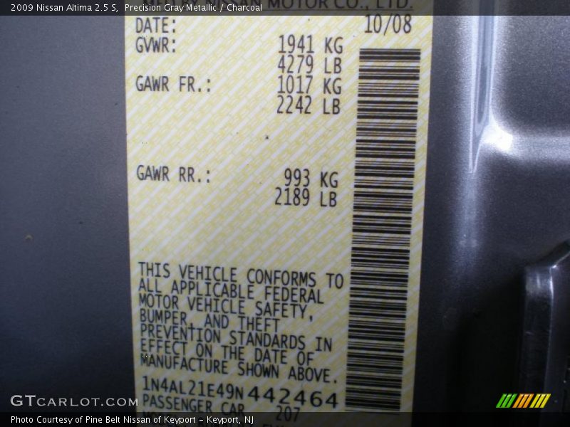 Precision Gray Metallic / Charcoal 2009 Nissan Altima 2.5 S