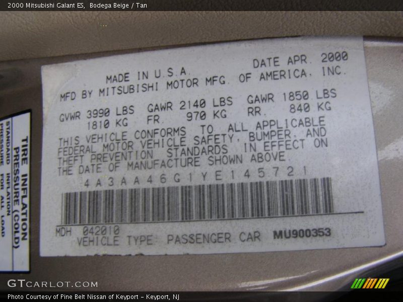 Bodega Beige / Tan 2000 Mitsubishi Galant ES