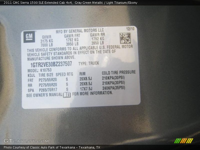 Gray Green Metallic / Light Titanium/Ebony 2011 GMC Sierra 1500 SLE Extended Cab 4x4