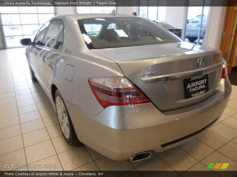 Platinum Frost Metallic / Taupe Gray 2010 Acura RL Technology