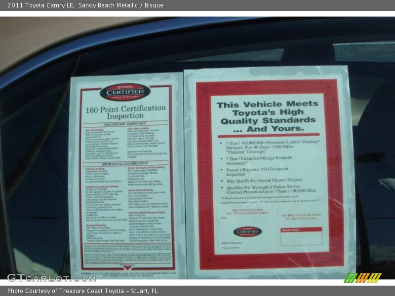 Sandy Beach Metallic / Bisque 2011 Toyota Camry LE